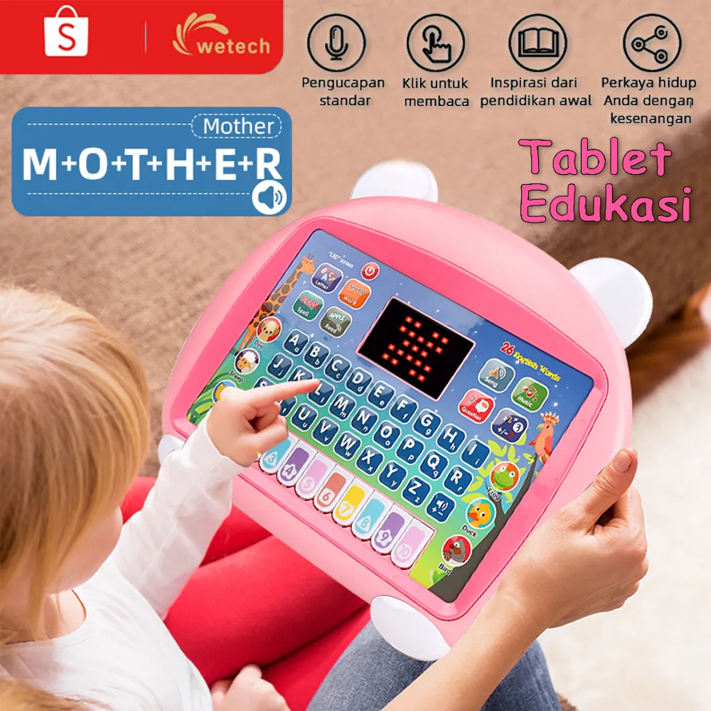 WETECH Laptop Mainan Edukasi Anak Tablet Belajar Huruf Edukasi Anak Mainan Tablet Musik Piano Anak Untuk Hadiah Ultah Anak