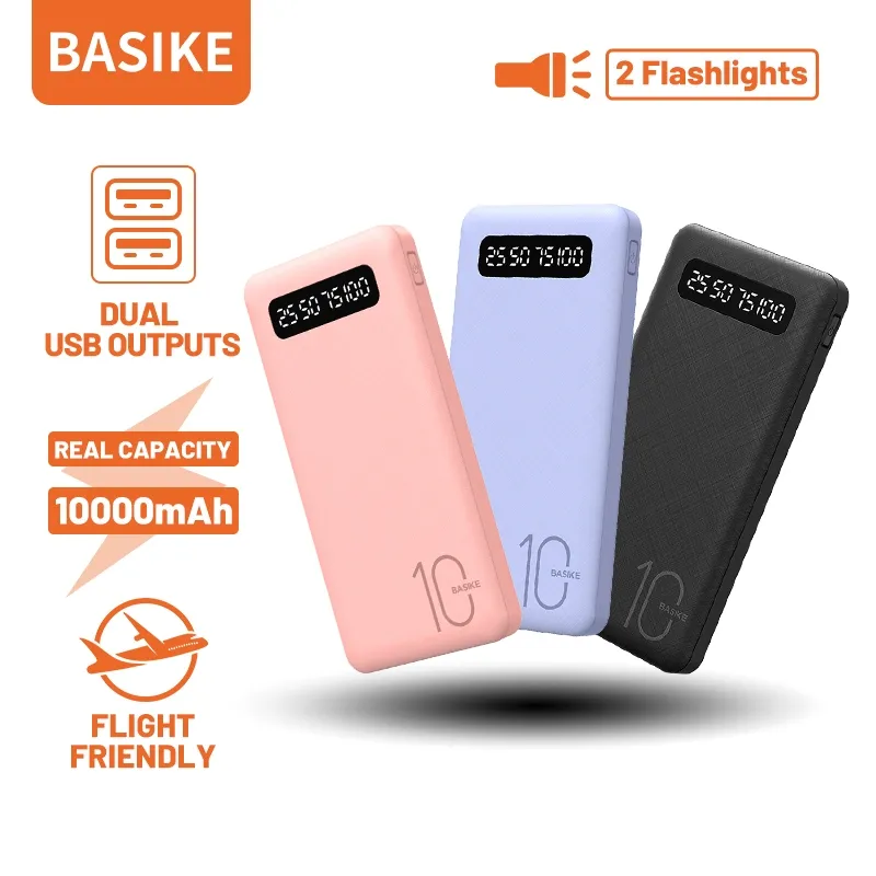 (HOT)BASIKE Powerbank Fast Charging 30000 20000mAh 10000mAh Dual USB Mini murah with Senter Original