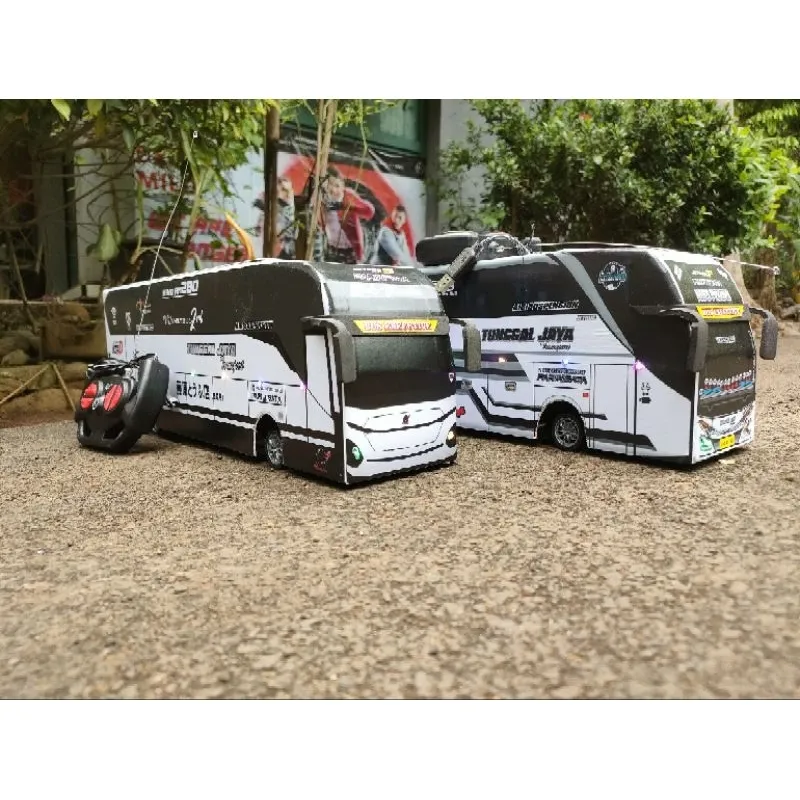 Miniatur bus telolet basuri remot control mainan rc full aksesoris lampu rgb