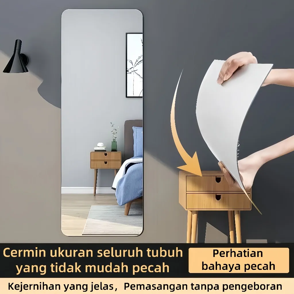 Cermin Anti Pecah Dekorasi DROMMARE Akrilik Plastic Stiker