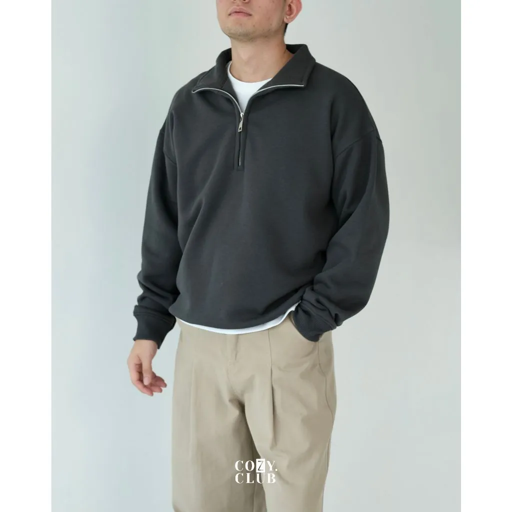 COZYCLUB Zipper Sweatshirt | Jaket Sweater Pria Kerah Half Zip | 311