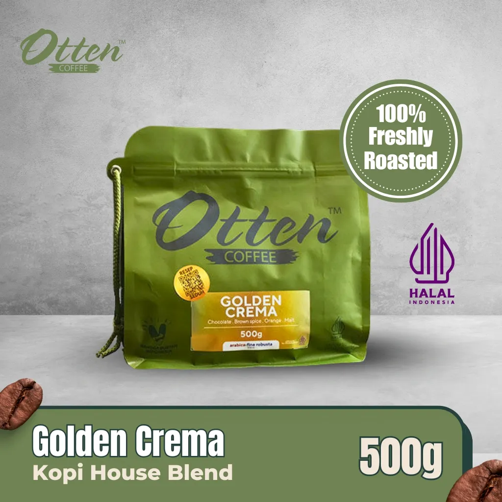 Kopi Golden Crema House Blend 500gr - Biji / Bubuk Komersial / Commercial Otten Coffee Roasted Beans 500 Gram