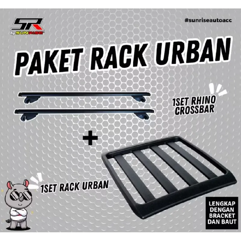 Paket RACK URBAN+Kaki Crossbar Mobil Rak Universal Lengkap Roofrail PAKET ROOF RACK URBAN