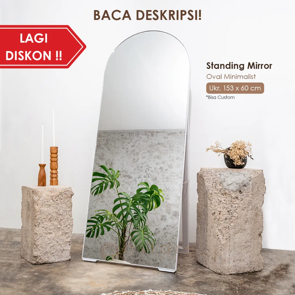 Astare - Kaca Cermin Standing Mirror Aestethic Oval Minimalis 153x60Cm (WAJIB BACA DESKRIPSI !!)