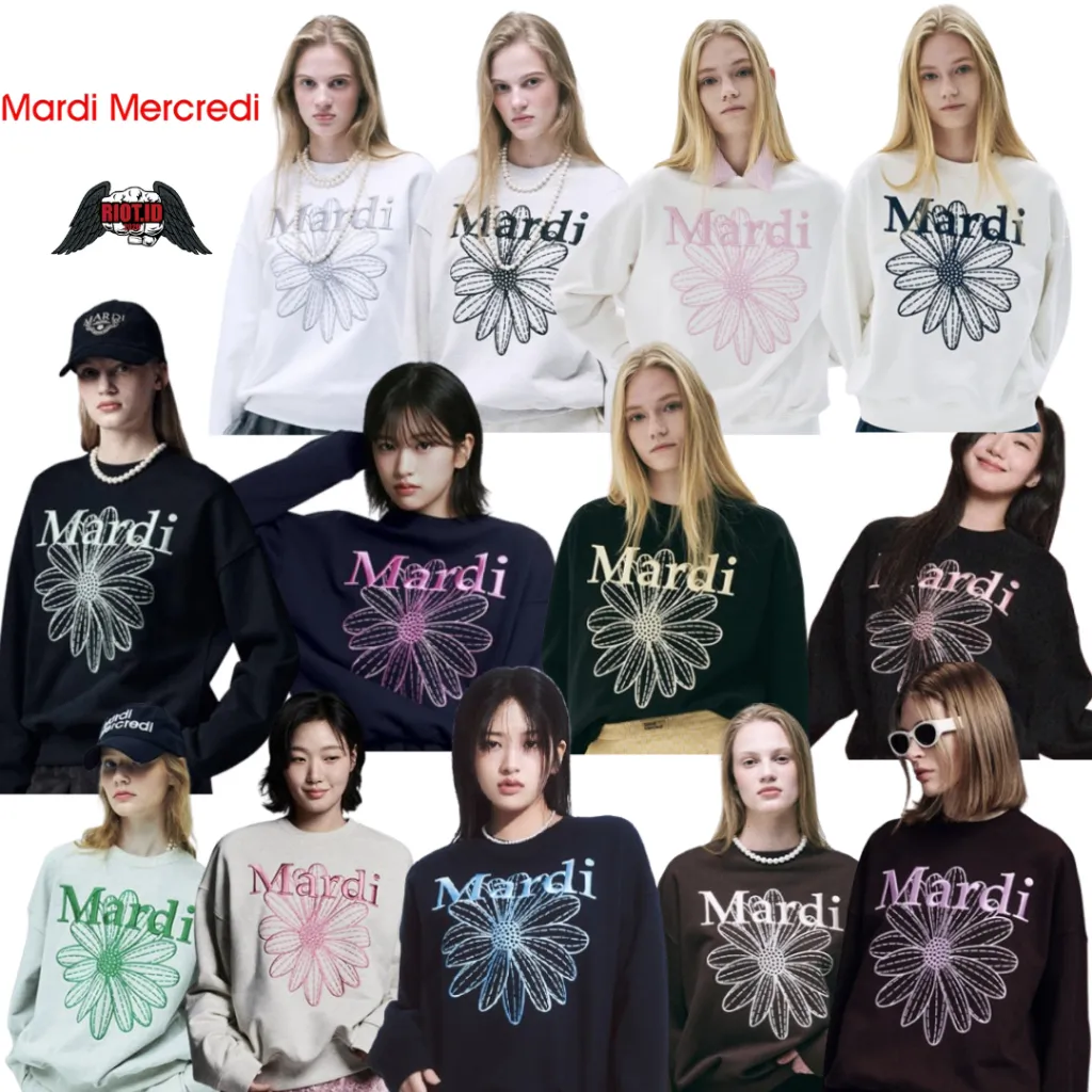 Crewneck Sweater Mardi Marcedi LOGO FLOWERMARDI NEEDLEWORK Bordir SWEATSHIRT KOREAN STYLE MULTICOLOR