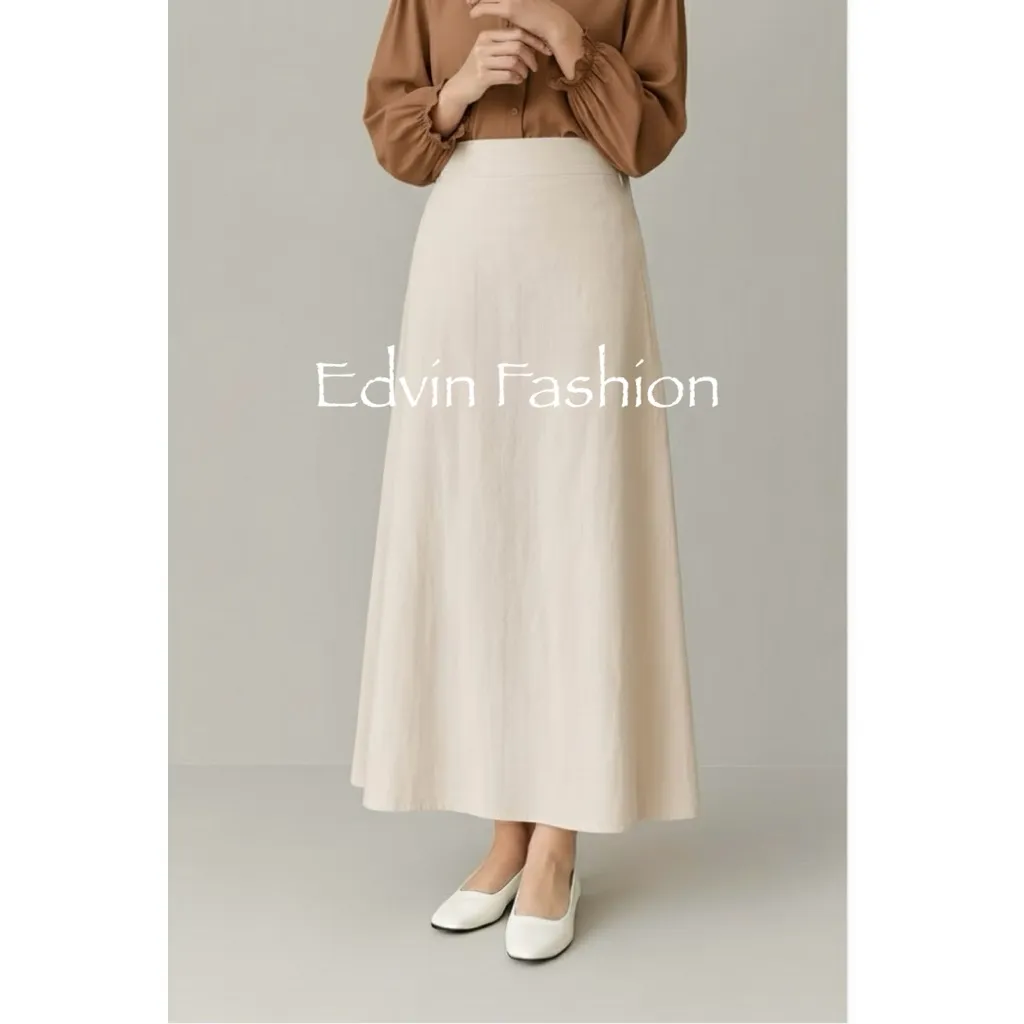 Rok A Line Panjang Wanita | Korean Style Simpel Stylish untuk Kerja dan Kuliah