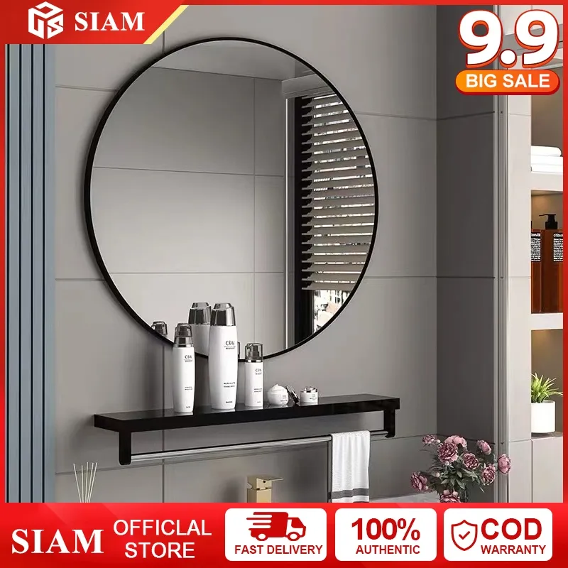 Cermin Aesthetic / Kaca Kamar Mandi / Cermin kamar mandi / Cermin Rias Dinding / Cermin Kamar Mandi Dan Rak / Kaca Dinding Dengan Rak Penyimpanan