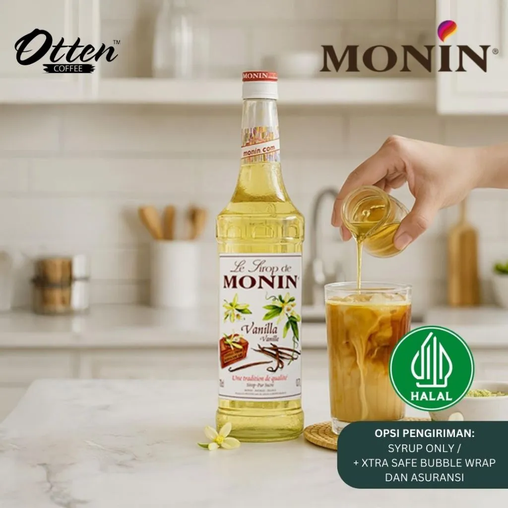 Monin Vanilla Syrup 700 ML - Sirup Minuman Rasa Vanila cocok untuk Horeca / Horeka (Hotel, Restoran, dan Kafe / Cafe)