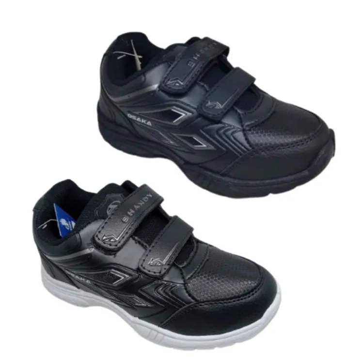 Sepatu Sekolah anak TK SD SMP Anti Slip - Sepatu Sekolah anak TK SD VELCRO HITAM-HITAM  30-33 OSK