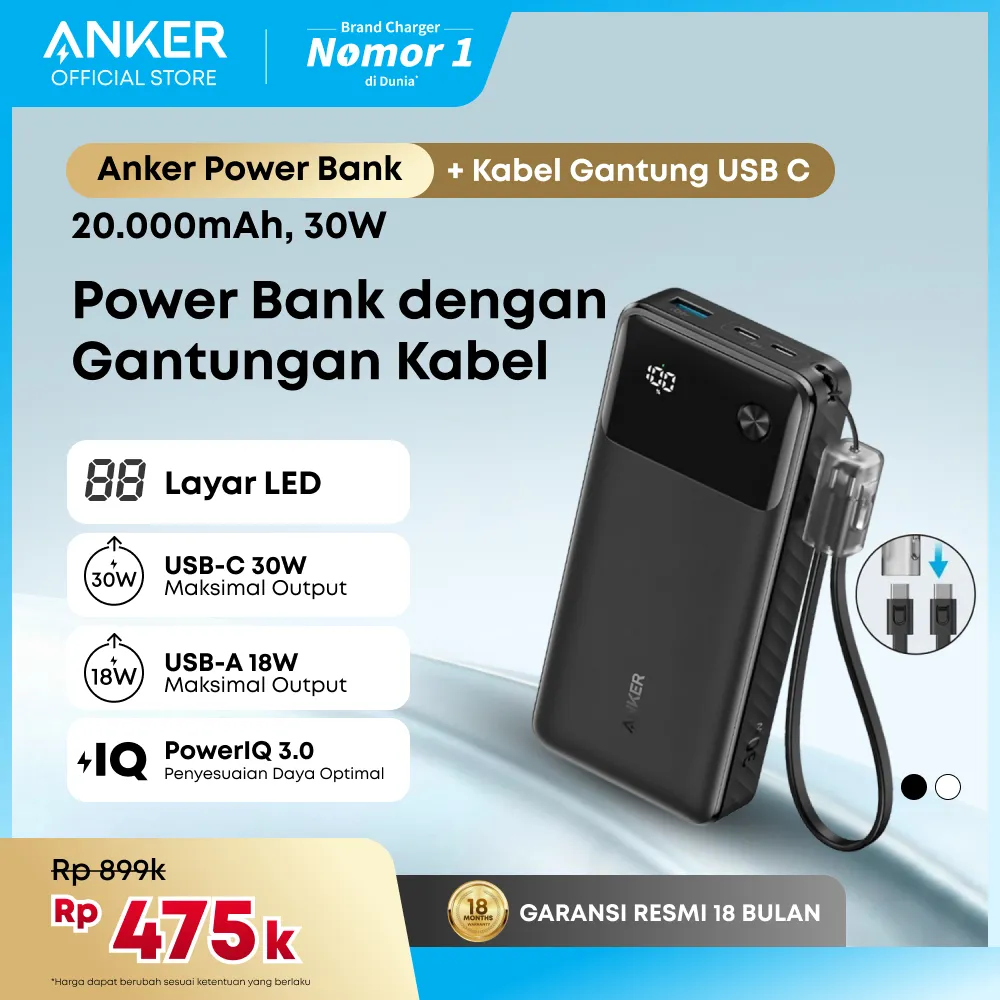 Powerbank Anker 20000 mAh 30W / 10000 mAh 22.5W - A1384 / A1388