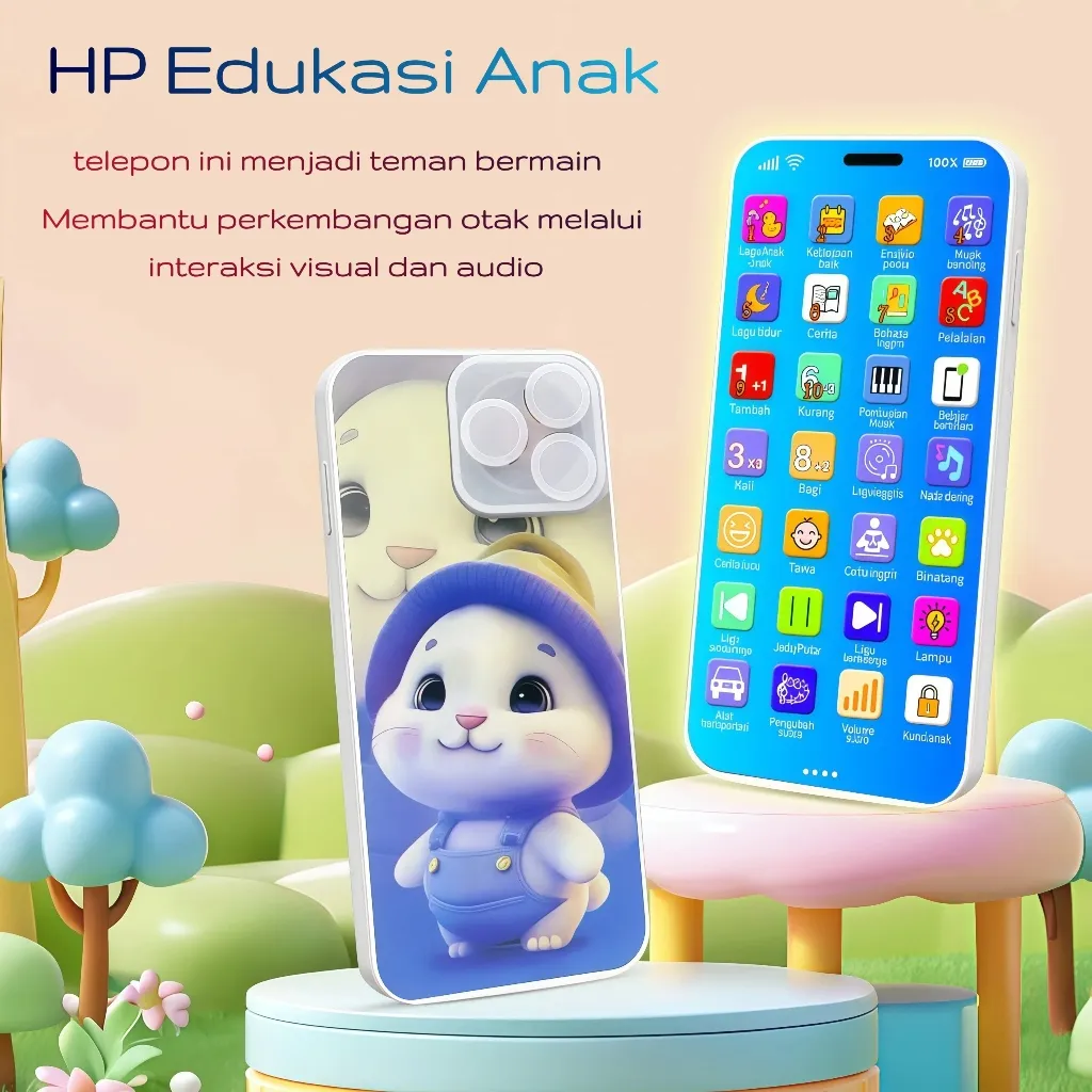 HP Edukasi Anak 36 Tombol Mainan Edukasi Anak dengan Lampu Warna-warni dan Musik Dinamis untuk Belajar Bahasa dan Pengetahuan Umum