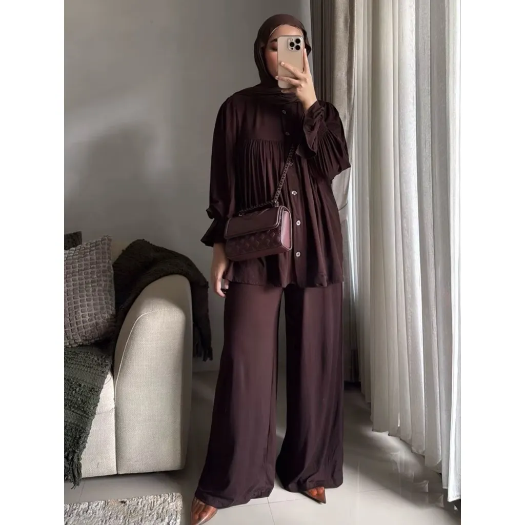 Jena Set Rayon Twill Polos Premium Jumbo Setelan Casual Wanita / Onset Terbaru Kekinian Casual