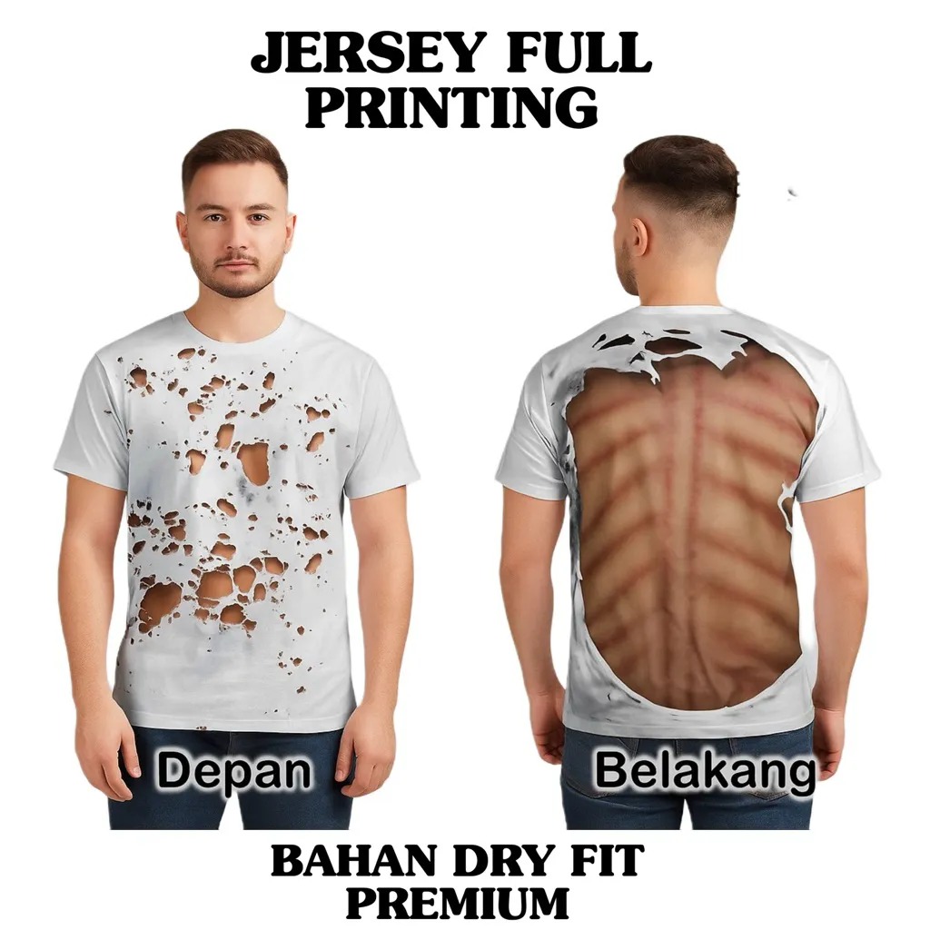 Kaos Motif Sobek Robek Kerikan Bekam Baju Compang Camping Kekinian Bahan Bagus Tebal