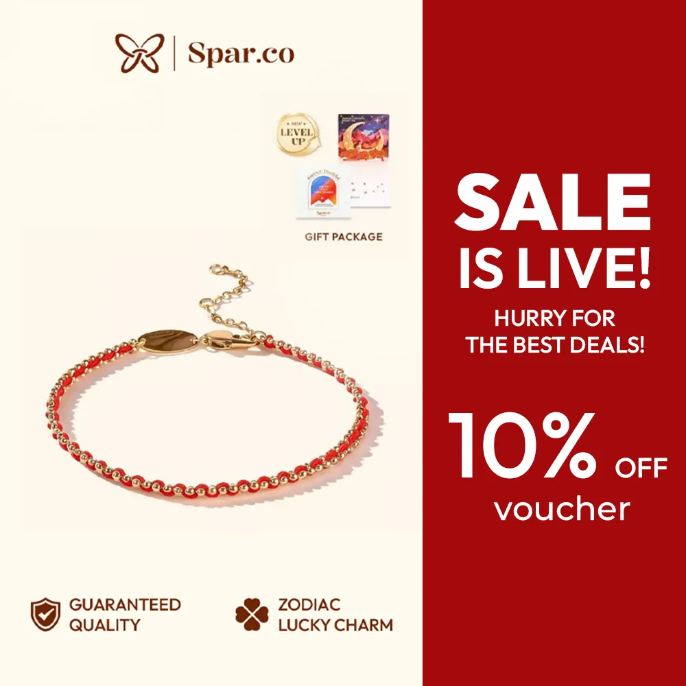 Spar.co [4.4 SALE] Gelang Tali Laser Gold & Silver Retro - Gelang Mutiara Couple Dengan Ikatan Tali Merah Hadiah Ramadhan SP-AAD1231