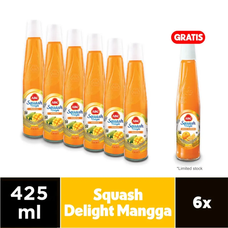 ABC Sirup Squash Delight Mangga 425ml - Multi Pack 6 pcs