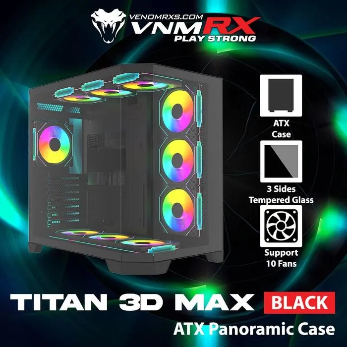 VenomRX Casing PC Titan 3D Max Black ATX