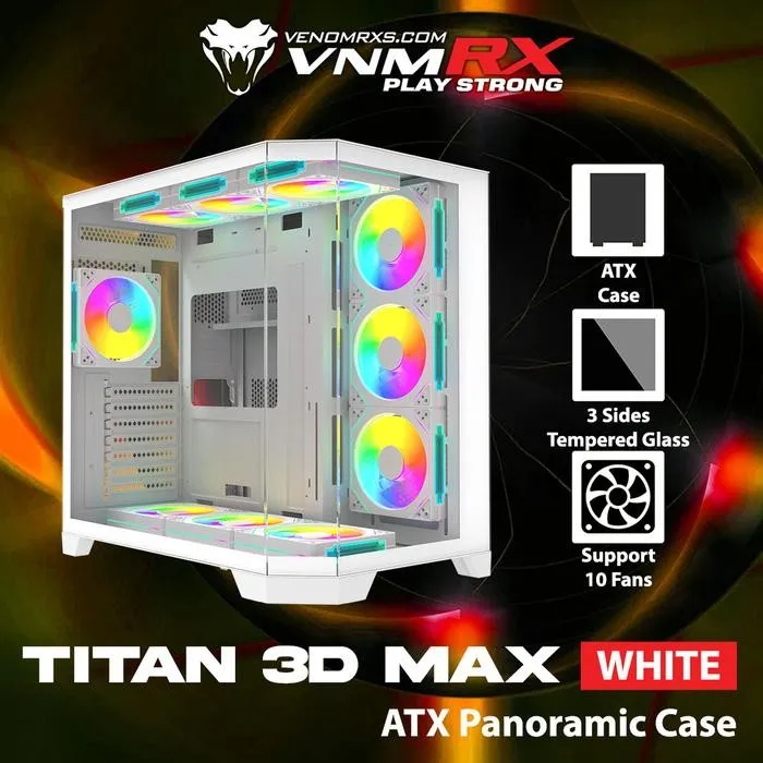 VenomRX Casing PC Titan 3D Max White ATX