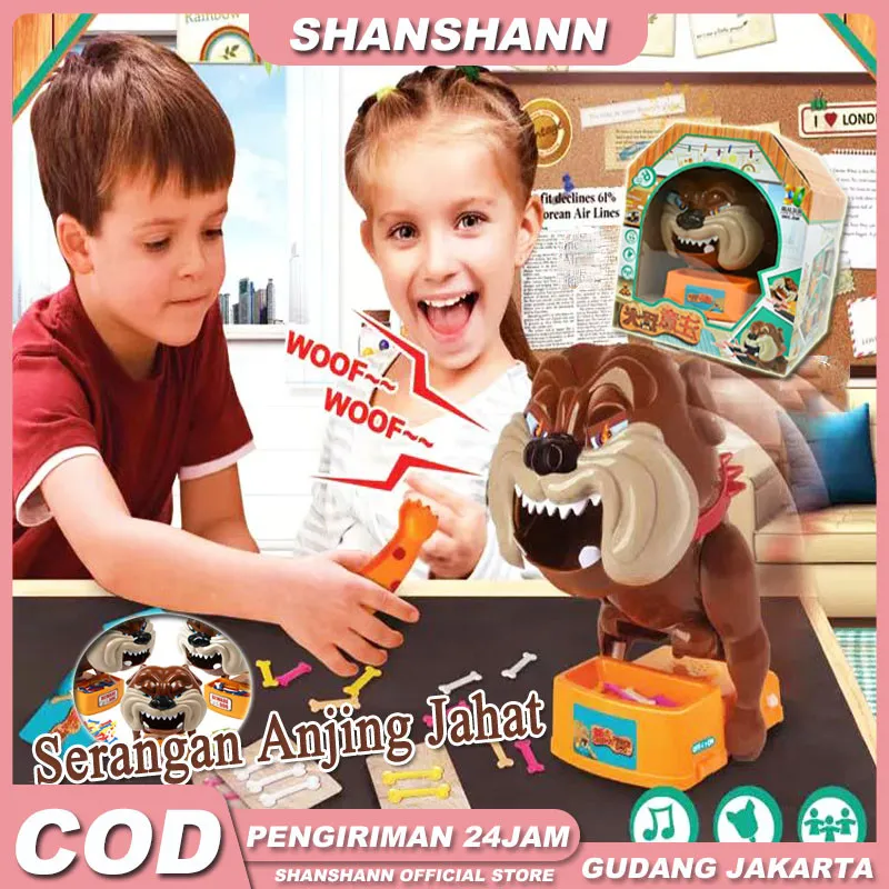 Mainan Anjing Menggigit Lucu untuk Hadiah Anak-Anak Permainan Papan Keluarga Anjing Nakal | Waspadalah terhadap Anjing Ada