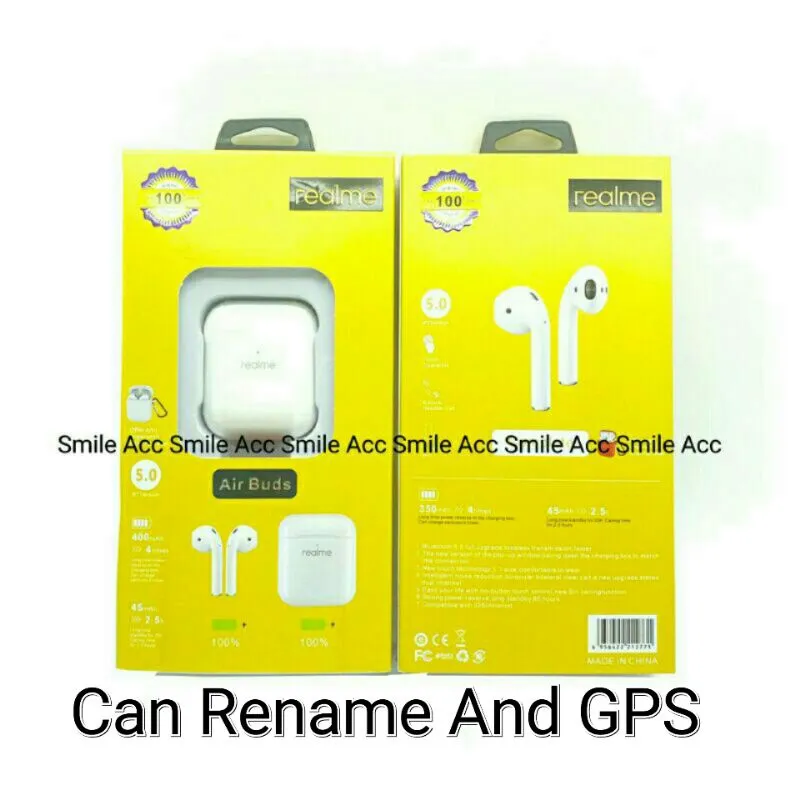 Headset Bluetooth Realme AirBuds  Air buds Tws  Super Bass  Wireless V5.0  Earphone