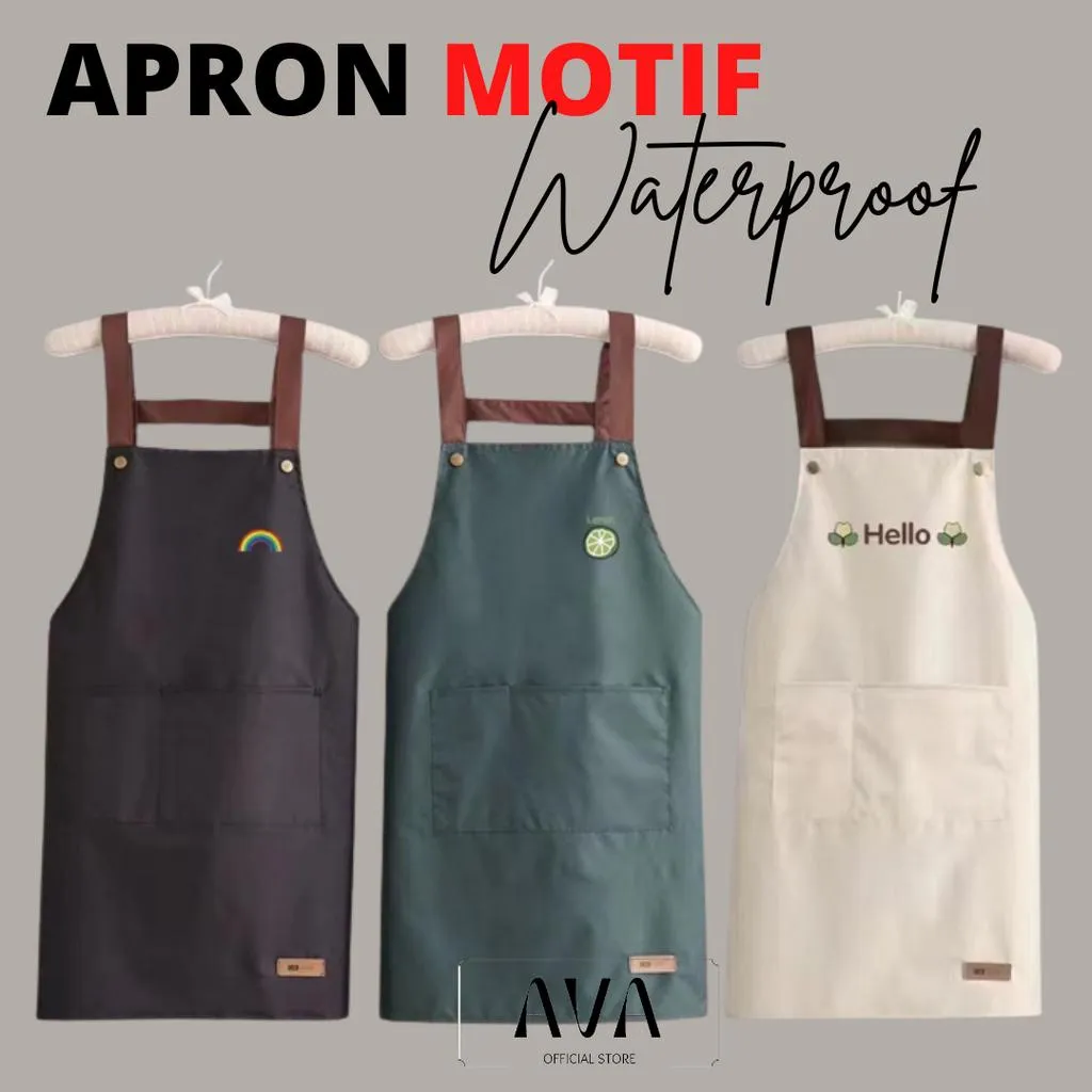 Apron Premium Waterproof PVC Motif Lucu / Celemek Apron Korea / Kitchen Apron / Apron Barista Kopi / Apron Chef / Celemek Masak Gambar Lucu Murah