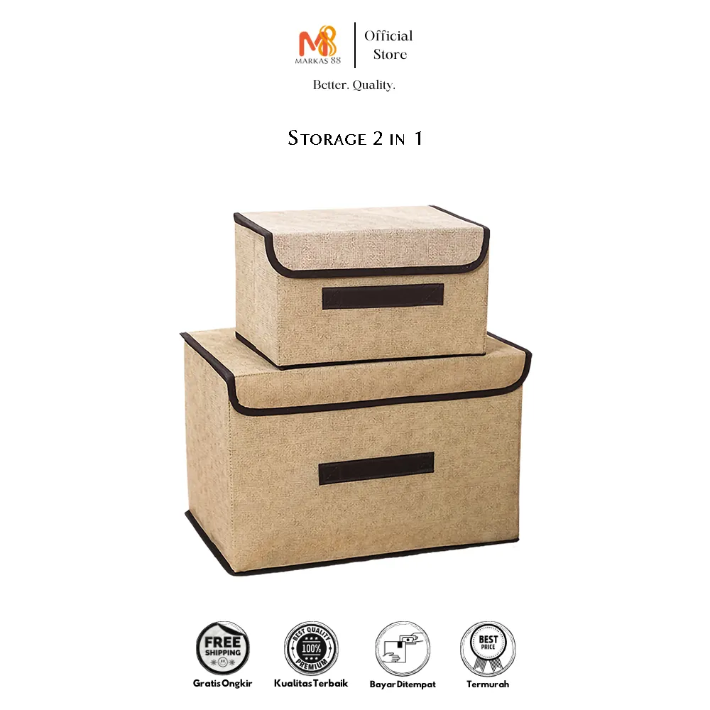 MARKAS88 Storage Box 2in1 Kotak Tempat Penyimpanan Organizer Baju Pakaian Mainan Anak Serbaguna