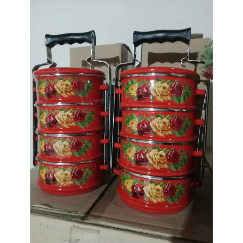 Food Carrier Rantang Enamel / Rantang Susun 3 dan 4