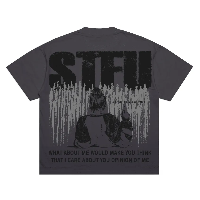 AccentAmbios Boxy Oversized T-Shirt STFU Dark Gray Unisex - Cotton Combed 20s