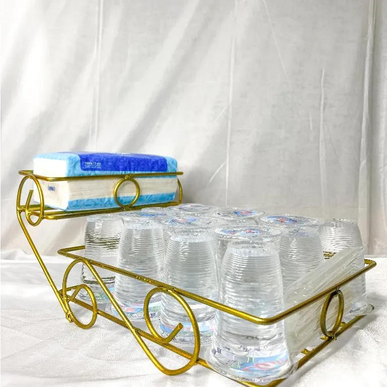 Rak AQUA Tempat Minuman Dan Tissu Model Terbaru Estetik Besi Anti Karat Gold Minimalis
