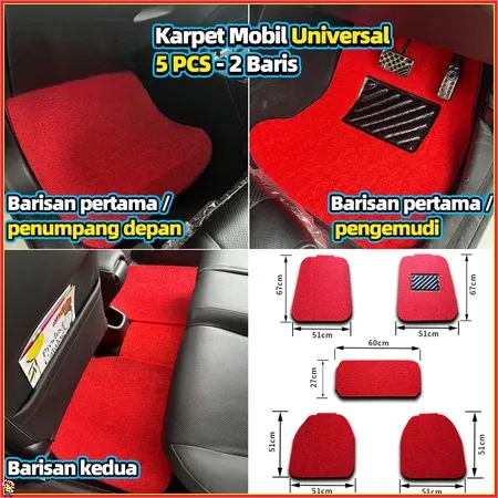 AOYING Karpet Mobil 5 Pcs 2 Baris Universal - Mie Bihun PVC - Ketebalan 16MM/ Universal bisa diaplikasikan ke semua mobil