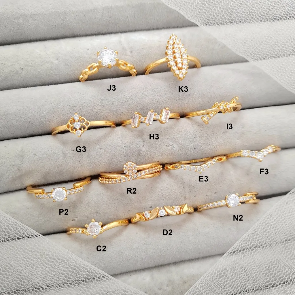 Cincin Wanita Xuping Model Cantik Elegan Berlian Imitasi Lapis Emas Gold - BR387