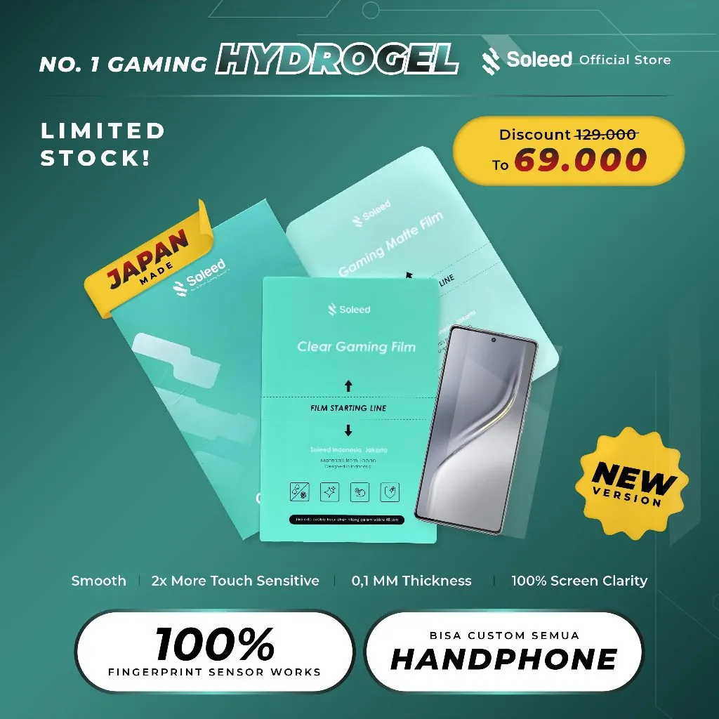 SOLEED - Tecno Camon 40 & 40 Pro 5G Gaming Hydrogel Clear Matte | Anti Gores - Not Tempered Glass