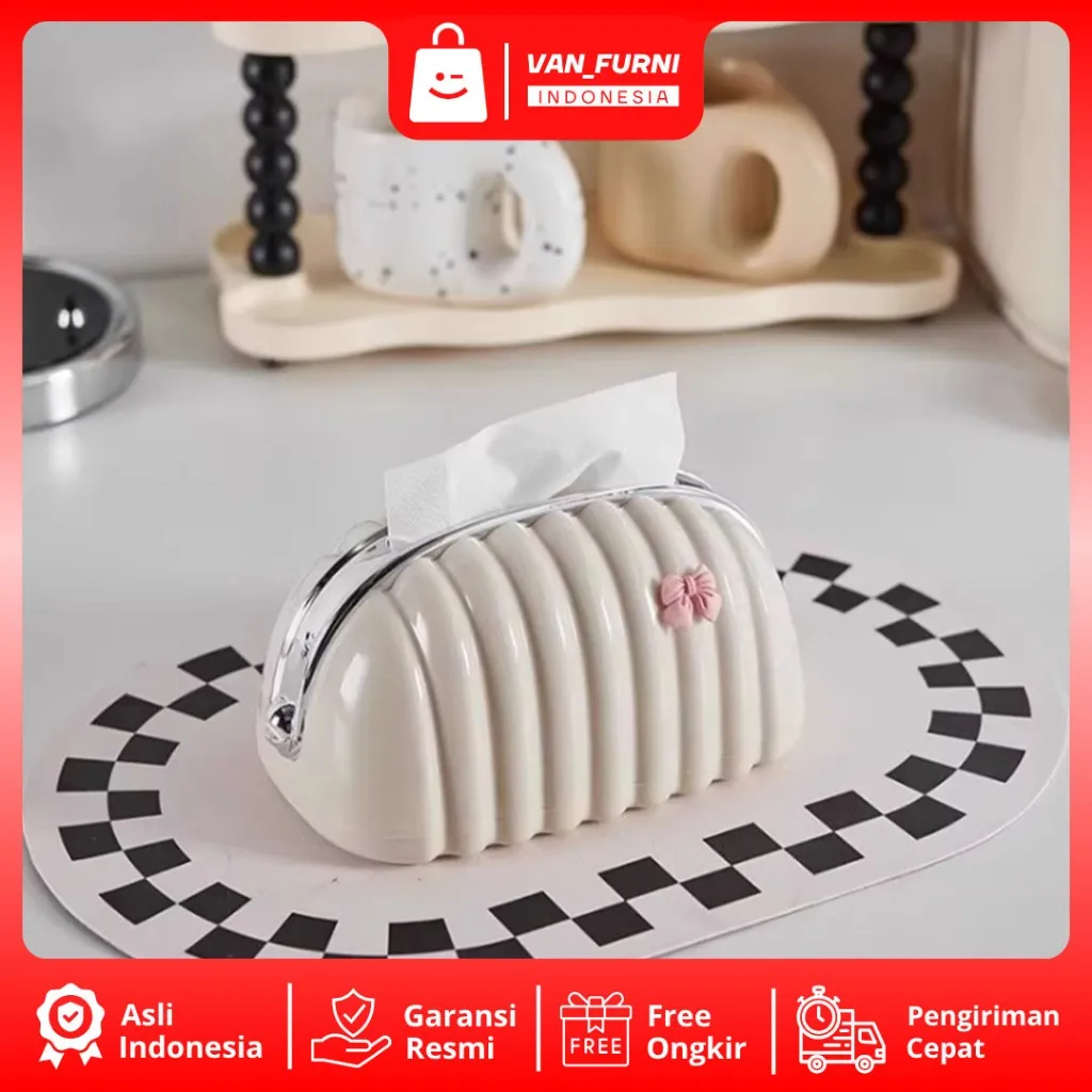 Van_furni/Kotak Tisu Plastik Aesthetic Kerang/Tempat Tisu Mini Pouch Box/Kotak Tisu Stylish Lucu