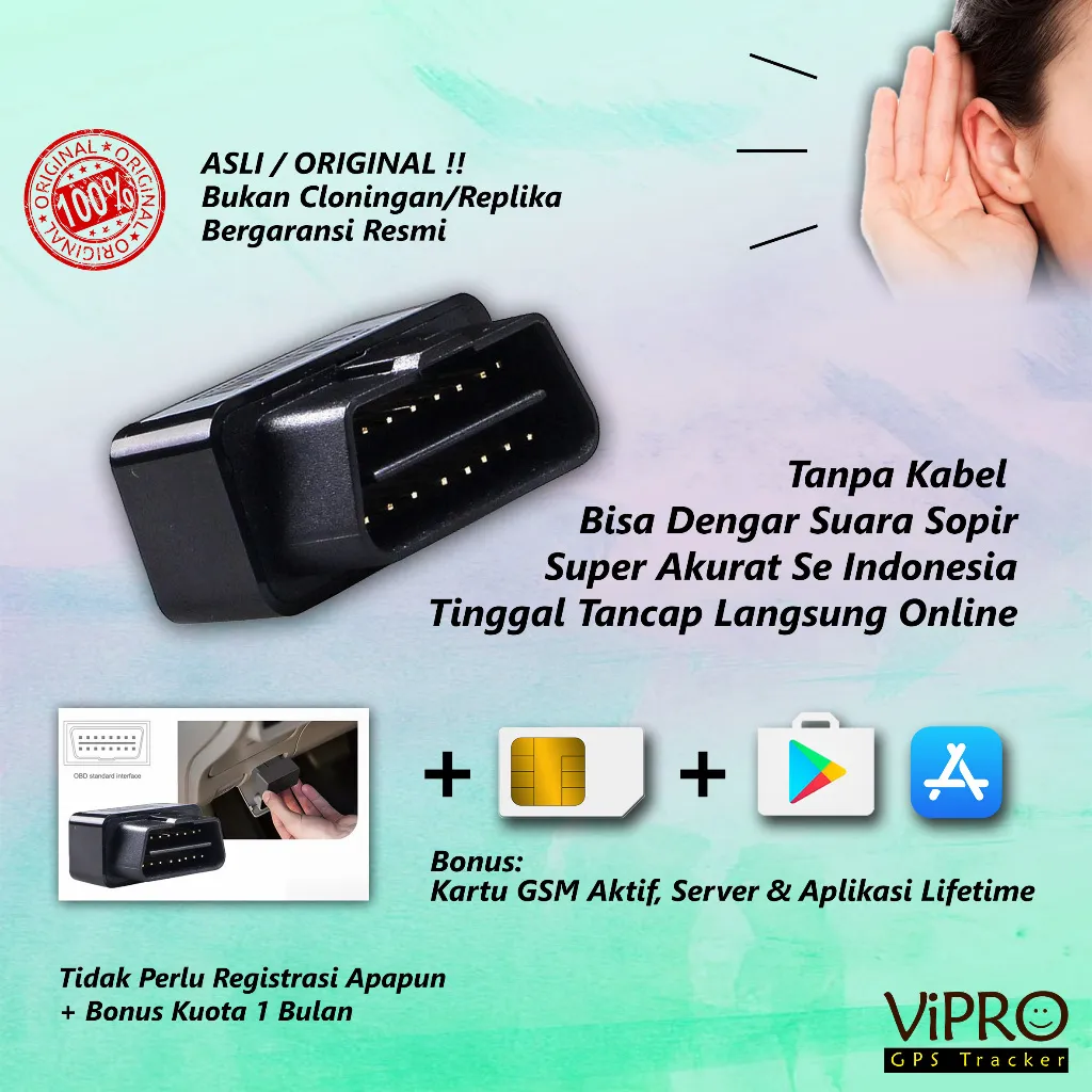 GPS Pelacak Mobil Bisa Dengar Suara Sopir | Free Kartu GSM Aktif dan Aplikasi | Original Concox OB22 OBD