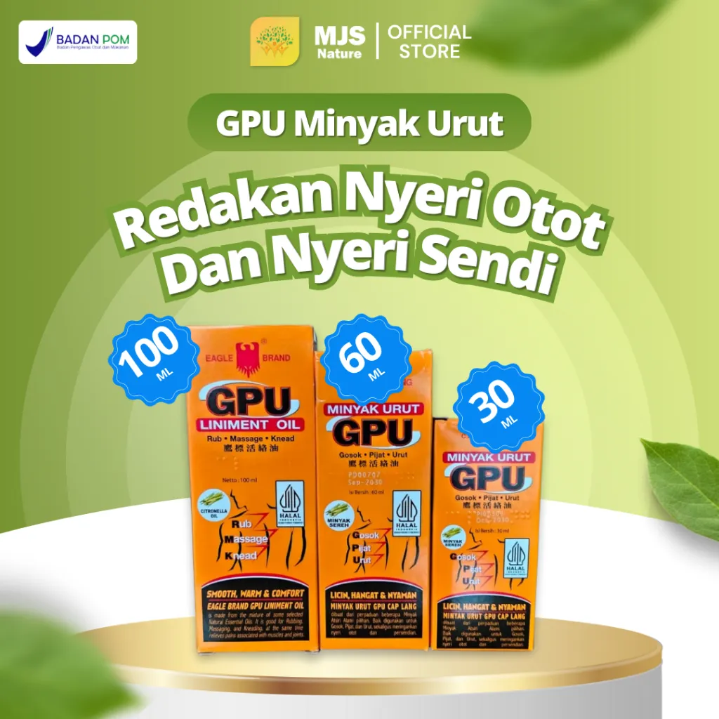 Minyak Urut GPU Sereh 30 ML 60 ML 100 ML Original Meredakan Pegal Linu Pegal Pegal Sensasi Hangat Mudah Meresap 100% Ampuh