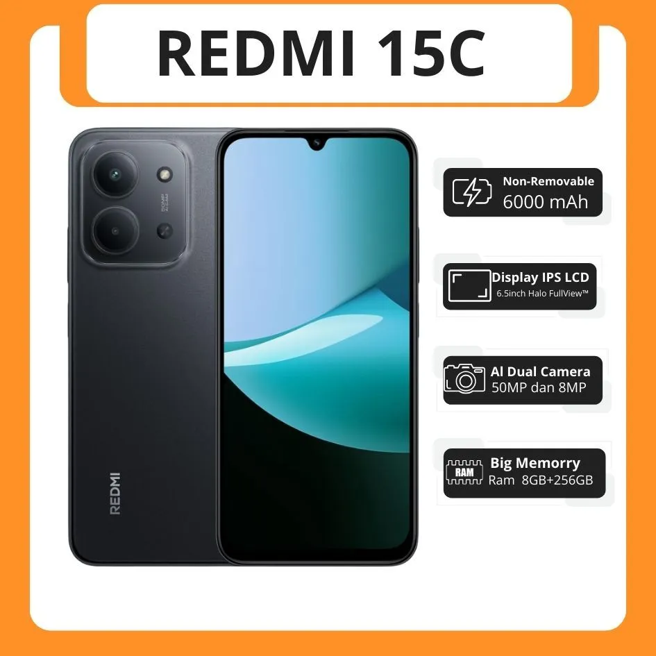 Handphone Redmi 15c NFC Smartphone android asli ori 8+256GB/6GB+128GB