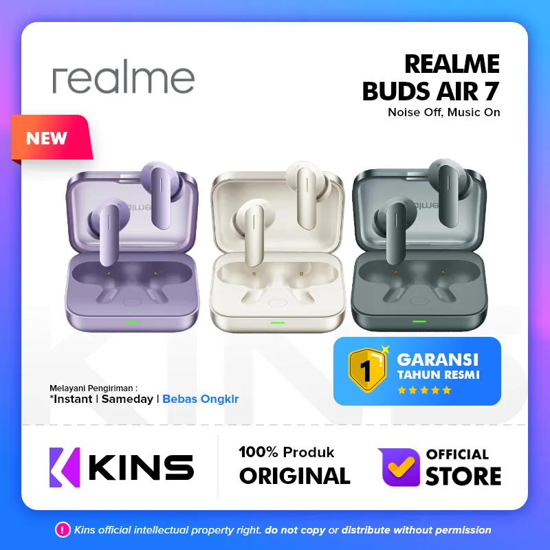 Realme Buds Air7 Hi-Res LHDC 5.0 Wireless Earbuds 45ms Low Latency 52dB Active Noice Cancellation 12.4mm Deep Bass TWS Earbud Waterproof IP55 Dust & Water Resistance Earphone In Ear Bluetooth 5.4 Playtime Up to 52 Hours Air 7 Google Fast Pair Swift Pair
