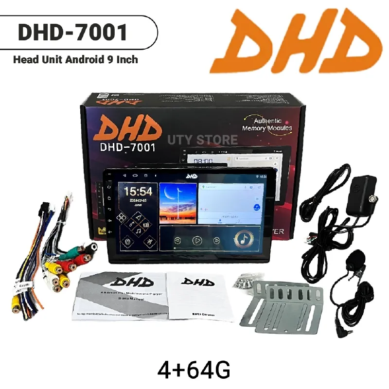 Head Unit Android 9 inch DHD 7001 Double Din Bluetooth GPS Mirrorlink