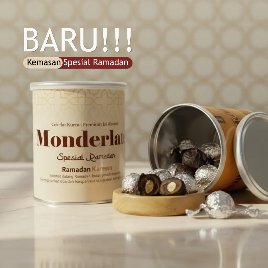 Monderlate - Dark Chocolate Isi Buah Kurma & Roasted Almond (100% Zero Sugar Chocolate)