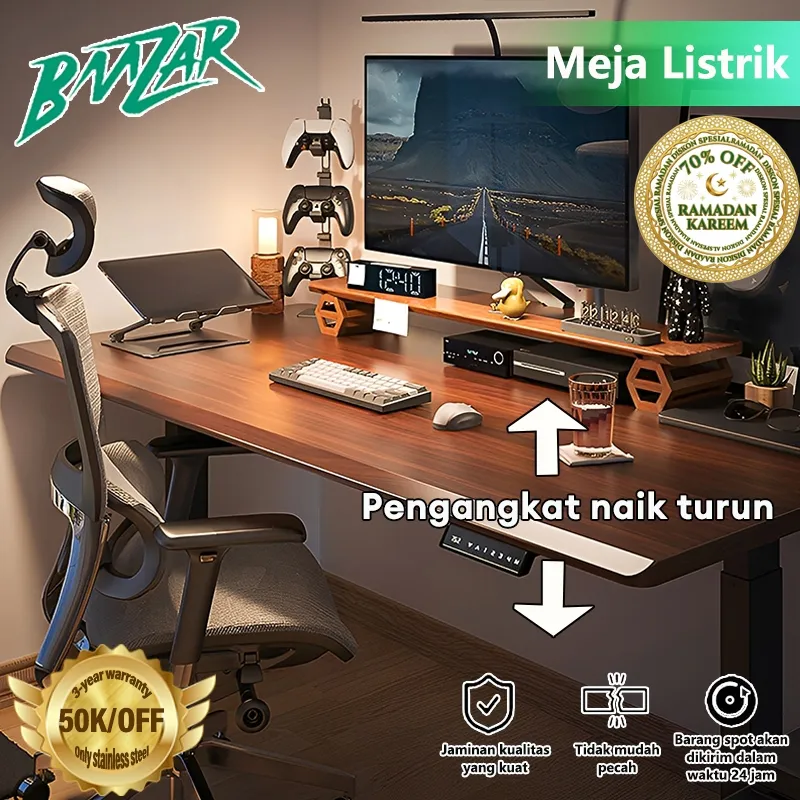 BMZAR [Elektrik]  Meja Kerja Elektrik Meja Belajar Meja Komputer Meja Kantor Gaming Adjustable Standing Desk