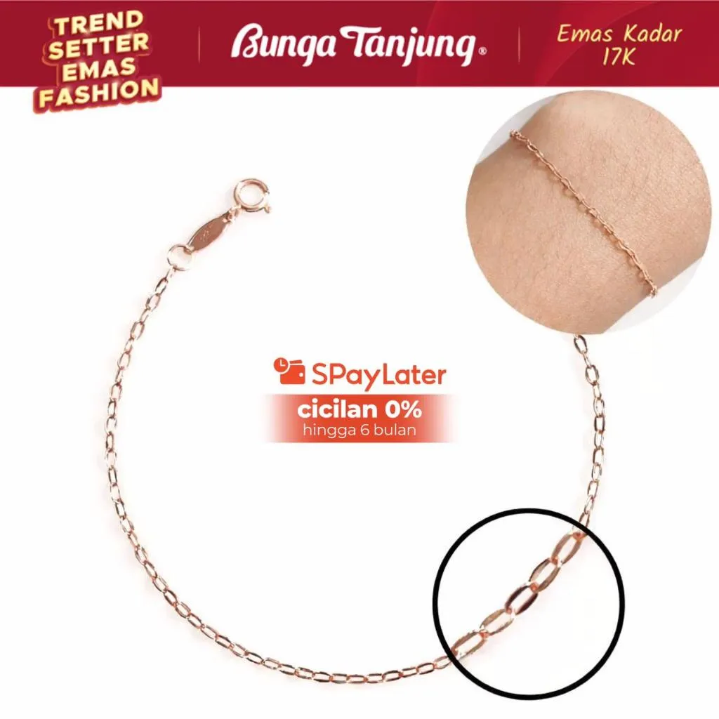 GELANG TRIXIE HOLLOW - EMAS 17K - BUNGA TANJUNG GOLD