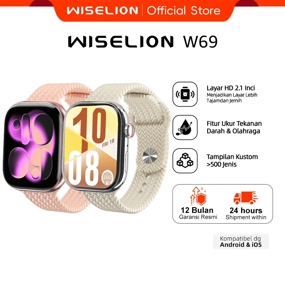 WISELION W69 ProMax Smartwatch Versi Yang Disempurnakan | NFC | 130+ Fungsi Olahraga & Kesehatan | GPS | Bluetooth Voice Watch | Layar HD AMOLED Jam Tangan Olahraga Profesional