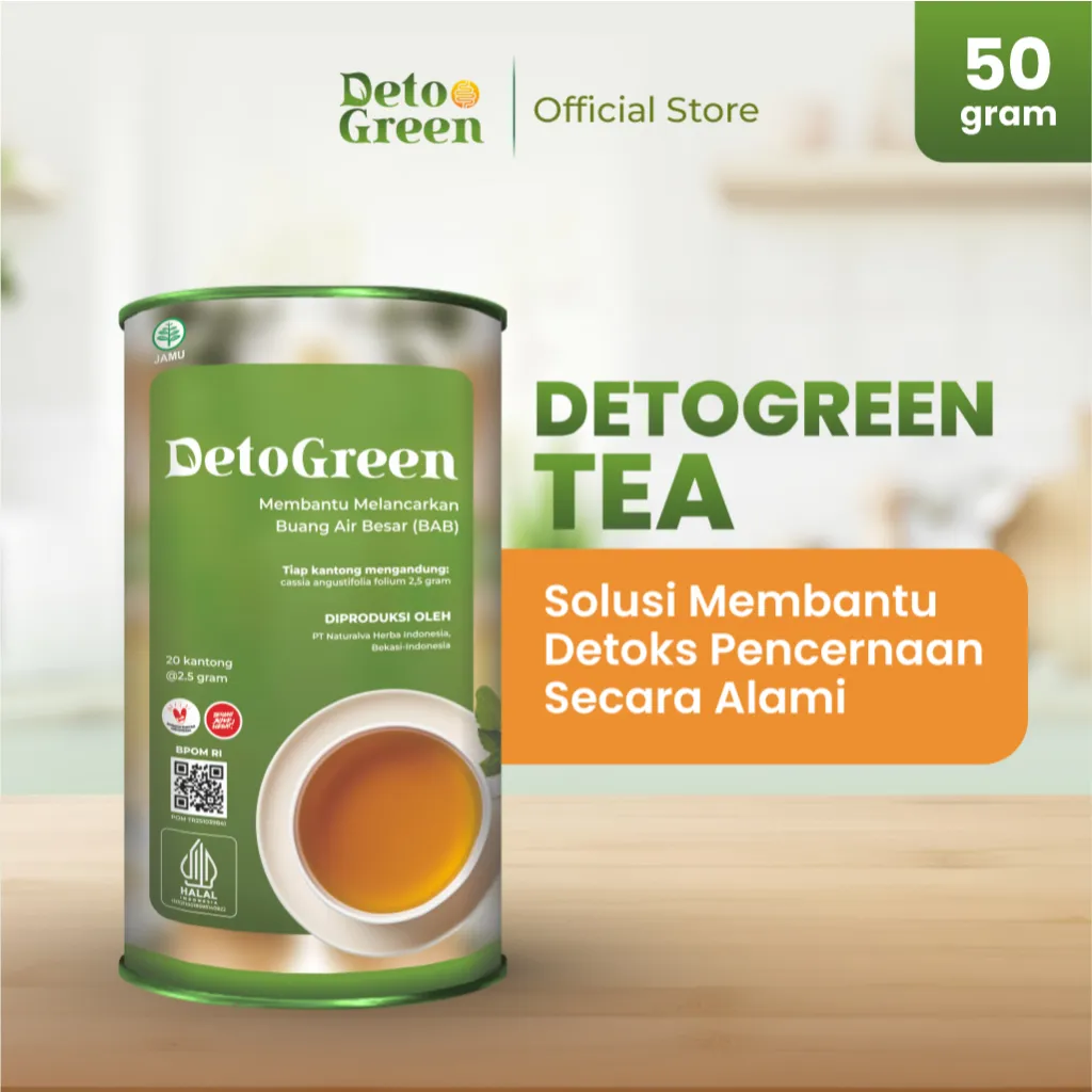 DETOGREEN Teh Organik Detoks  Sistem Pecernaan Untuk Usus Sehat isi lebih banyak 50 Gram