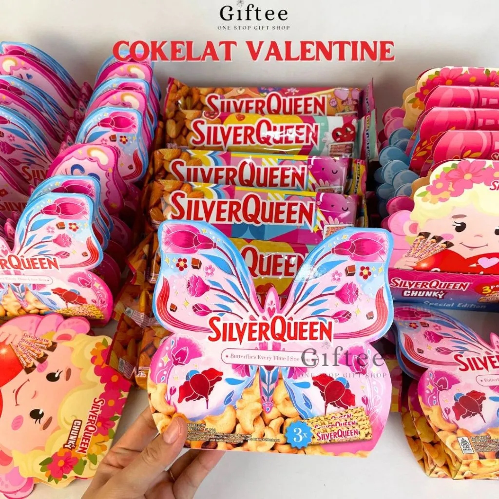 SILVERQUEEN VALENTINE BUTTERFLY COKLAT KUPU KUPU COKELAT CUPID LOVE CHOCOLATE CHUNKY BAR VIRAL