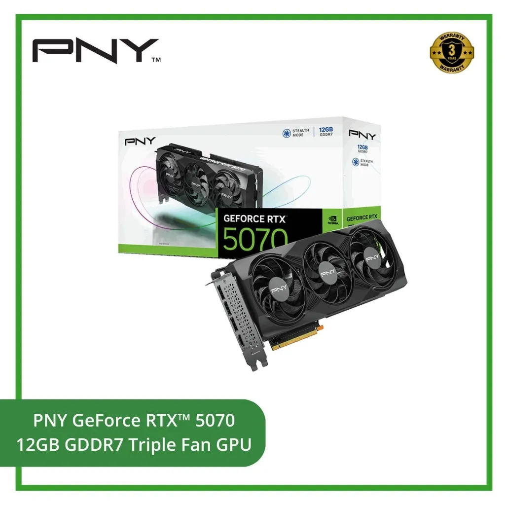 PNY GeForce RTX 5070 12GB GDDR7 Triple Fan GPU | VCG507012TFXPB1