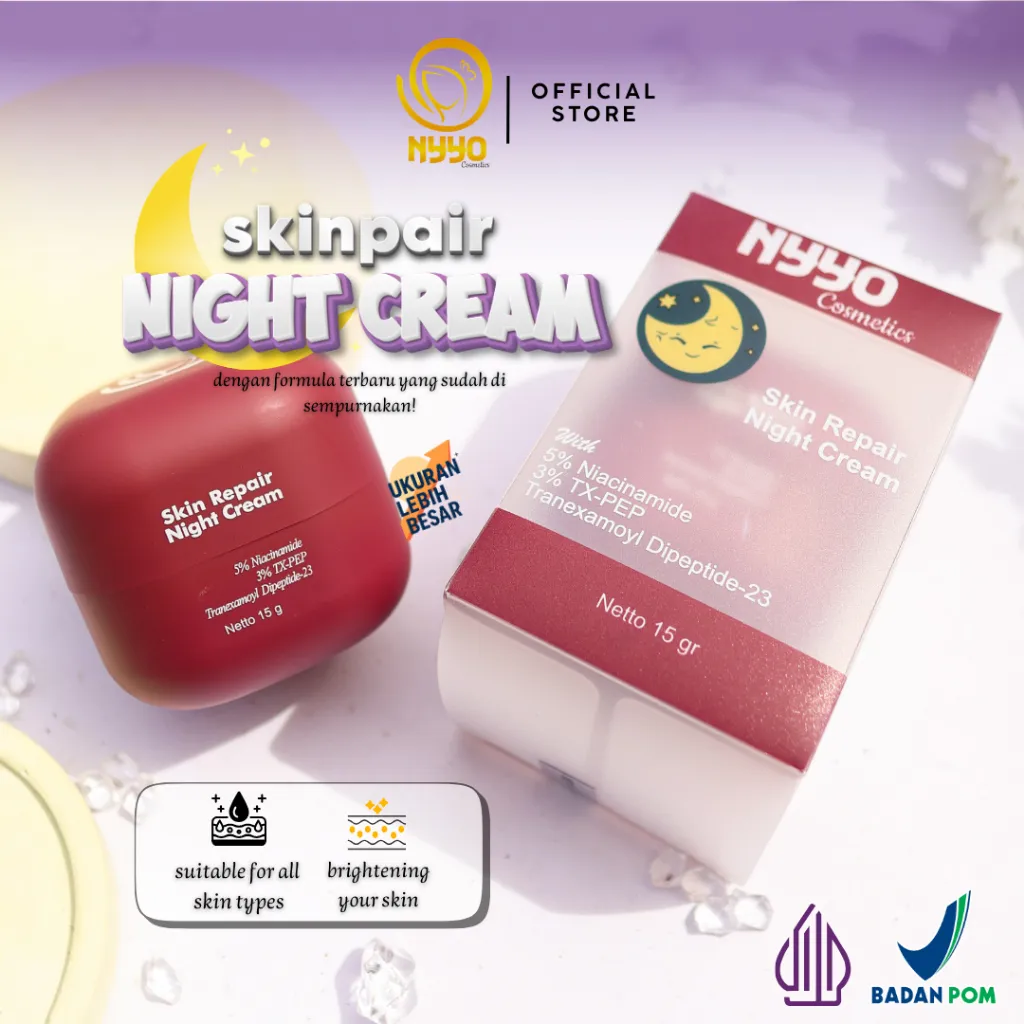 NYYO Intense Brightening Night Cream 10g – Krim Malam Pencerah dengan Kandungan Vitamin C