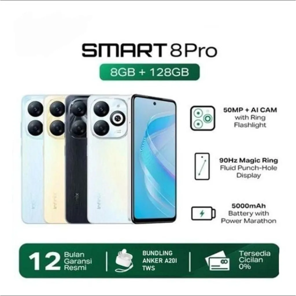 Infinix Smart 8 Pro Ram 8+8/128Gb Original & Garansi Resmi Infinix