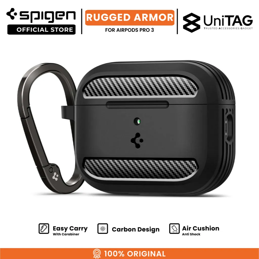 SPIGEN Case for AirPods Pro 3 Rugged Armor Shockproof Slim Carbon Cover Casing Protective Earbuds