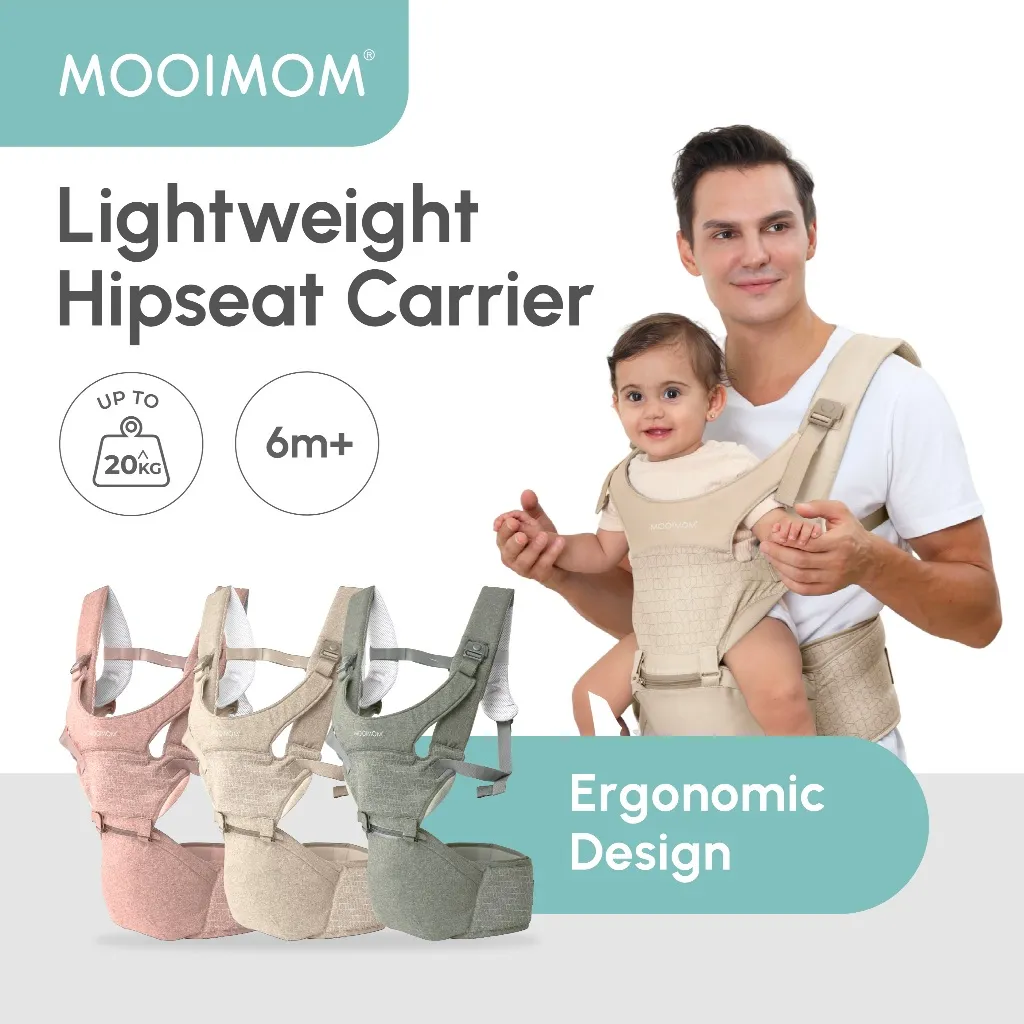 MOOIMOM Gendongan Bayi Hipseat Lembut & Ringan - Lightweight Hipseat Carrier I Hipseat Bayi I Gendongan Depan