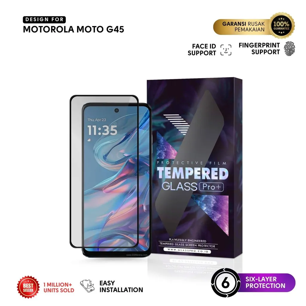GLASS PRO Tempered Glass MOTOROLA MOTO G45 - Premium Full Cover Screen Protector