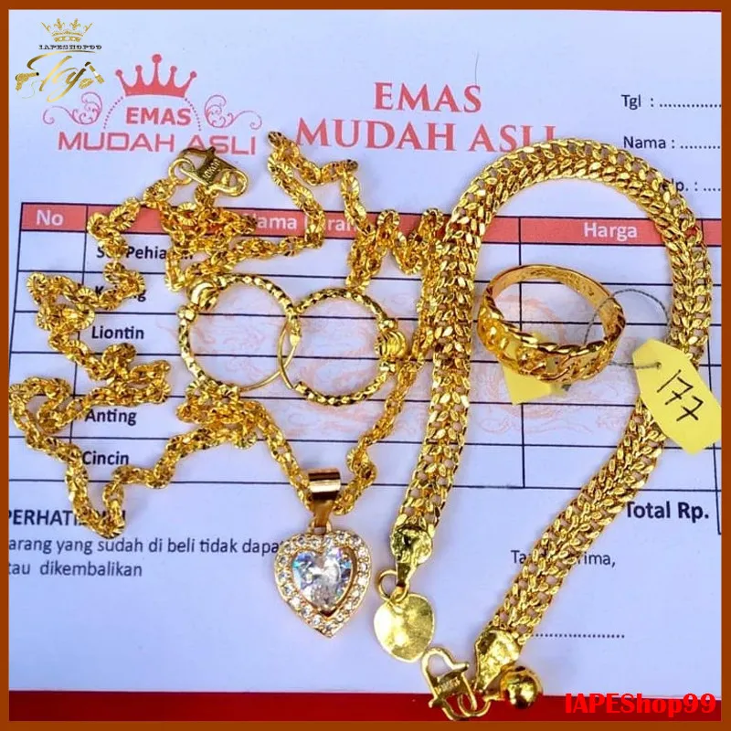 Terlaris Promo.....set perhiasan emas gold 24k lapis emas mudah kadar 17,7 dapat nota toko